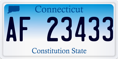 CT license plate AF23433