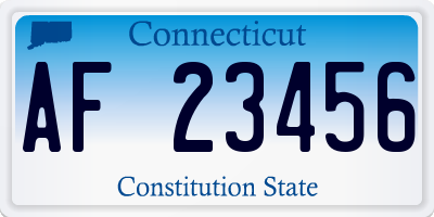 CT license plate AF23456