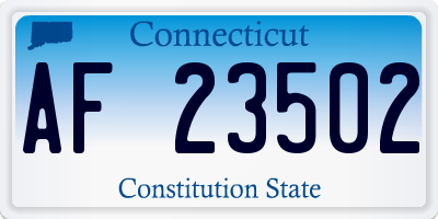 CT license plate AF23502