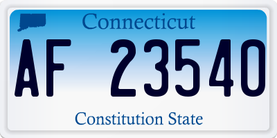 CT license plate AF23540