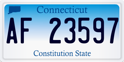 CT license plate AF23597