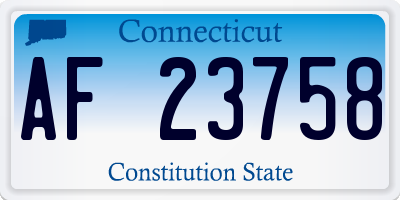 CT license plate AF23758