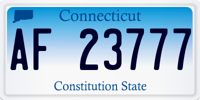 CT license plate AF23777