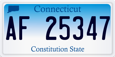 CT license plate AF25347