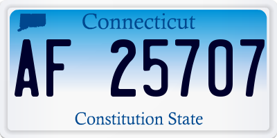 CT license plate AF25707