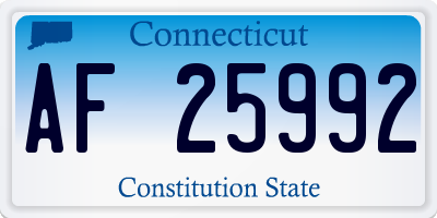 CT license plate AF25992