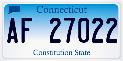 CT license plate AF27022