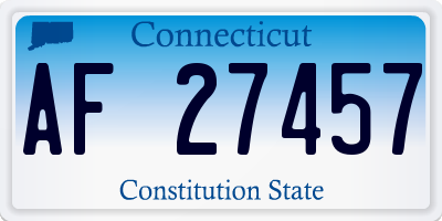CT license plate AF27457