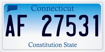 CT license plate AF27531