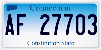 CT license plate AF27703