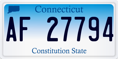 CT license plate AF27794