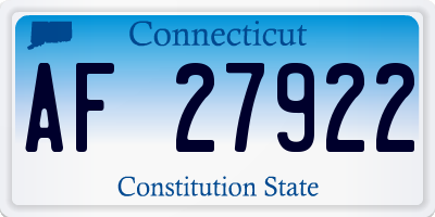 CT license plate AF27922