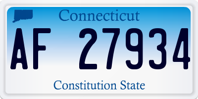CT license plate AF27934