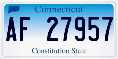CT license plate AF27957