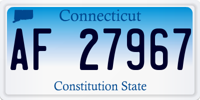 CT license plate AF27967