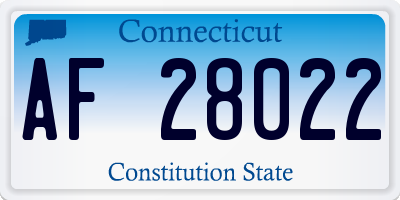 CT license plate AF28022
