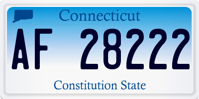 CT license plate AF28222