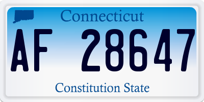 CT license plate AF28647