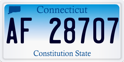 CT license plate AF28707