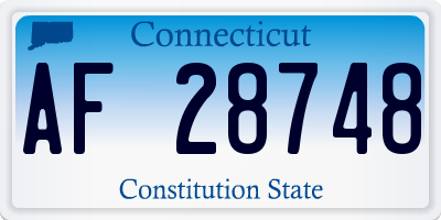 CT license plate AF28748