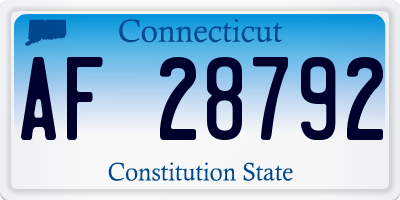 CT license plate AF28792