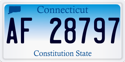 CT license plate AF28797
