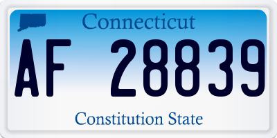 CT license plate AF28839