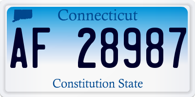 CT license plate AF28987