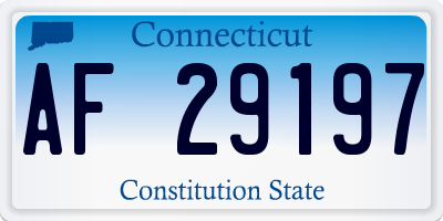 CT license plate AF29197