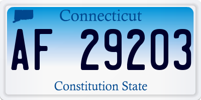 CT license plate AF29203