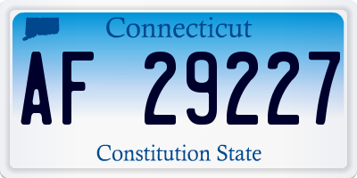 CT license plate AF29227