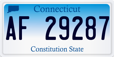 CT license plate AF29287