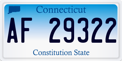 CT license plate AF29322