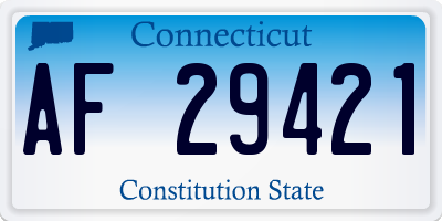 CT license plate AF29421