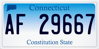 CT license plate AF29667