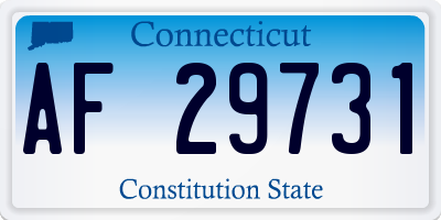 CT license plate AF29731