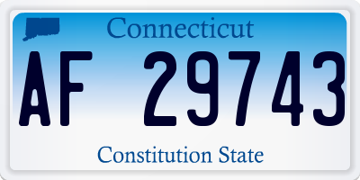 CT license plate AF29743