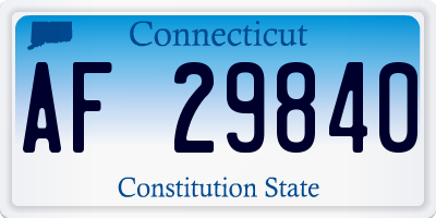 CT license plate AF29840