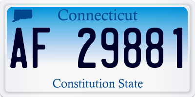 CT license plate AF29881