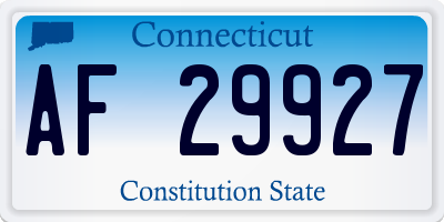 CT license plate AF29927