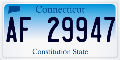 CT license plate AF29947