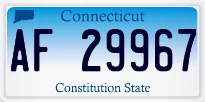 CT license plate AF29967