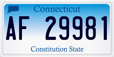 CT license plate AF29981