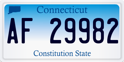 CT license plate AF29982
