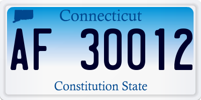 CT license plate AF30012