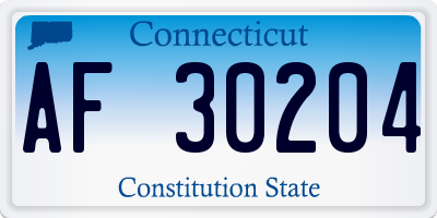 CT license plate AF30204