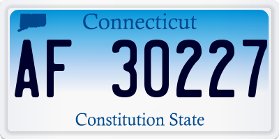 CT license plate AF30227