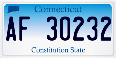 CT license plate AF30232