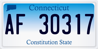 CT license plate AF30317