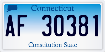 CT license plate AF30381